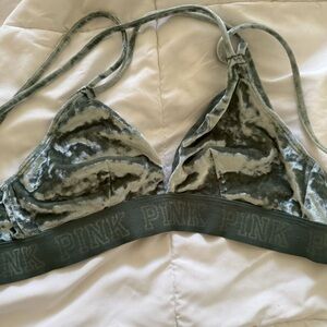 VS PINK sage green velvet bralette